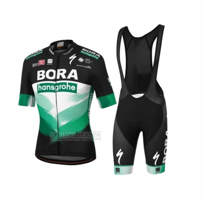 2023 Cycling Jersey Bora-Hansgrone Black Green Short Sleeve and Bib Short